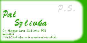 pal szlivka business card